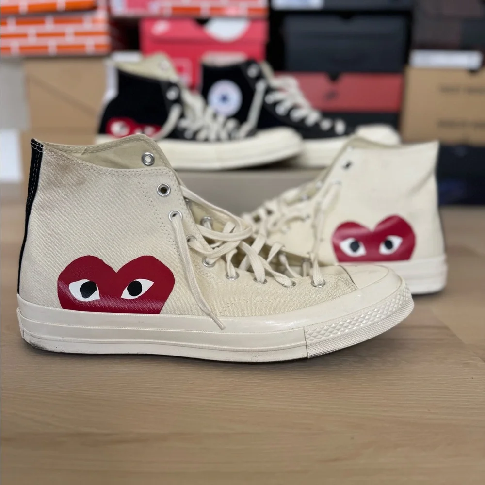Converse COMME DES GARCONS Cream High-Top Sneakers - Picture 2 of 3